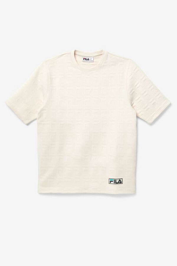 Camisetas Fila Homem Branco - Fila Boldface Sleeve Jacquard Logo En Portugal,DRPI-53492